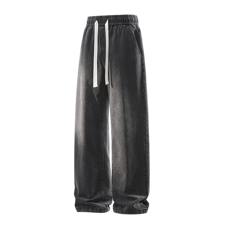 Herren Weite Denim-Freizeithose mit elastischem Bund, Tunnelzug & relaxed Baggy‑Silhouette Drune
