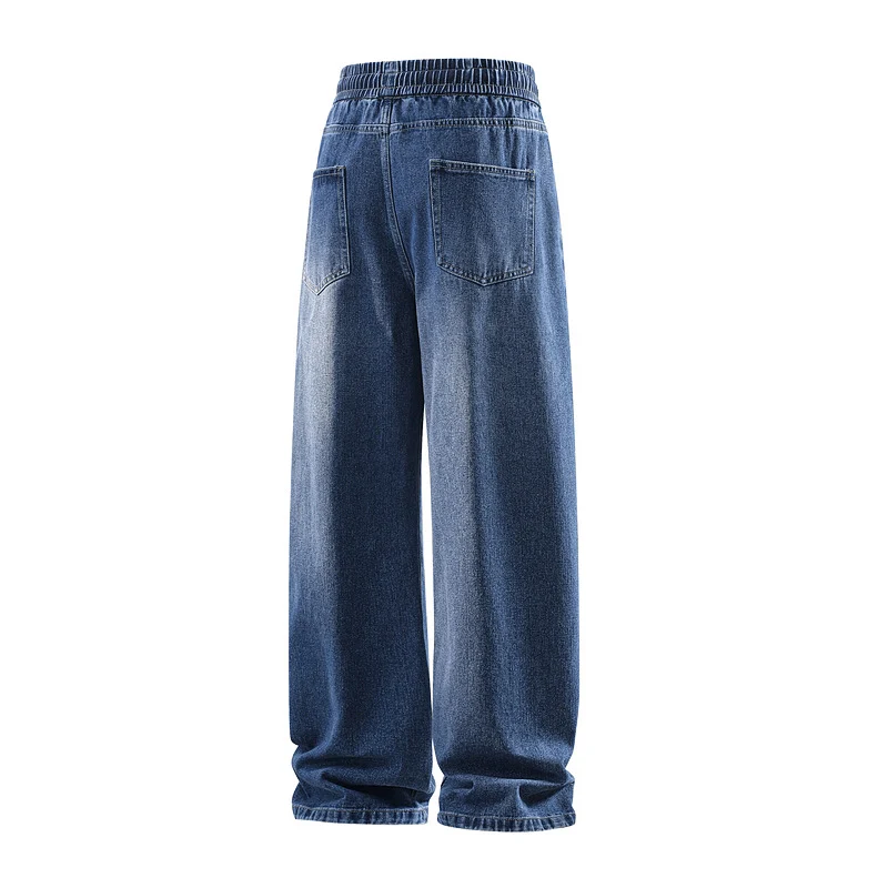Herren Weite Denim-Freizeithose mit elastischem Bund, Tunnelzug & relaxed Baggy‑Silhouette Drune