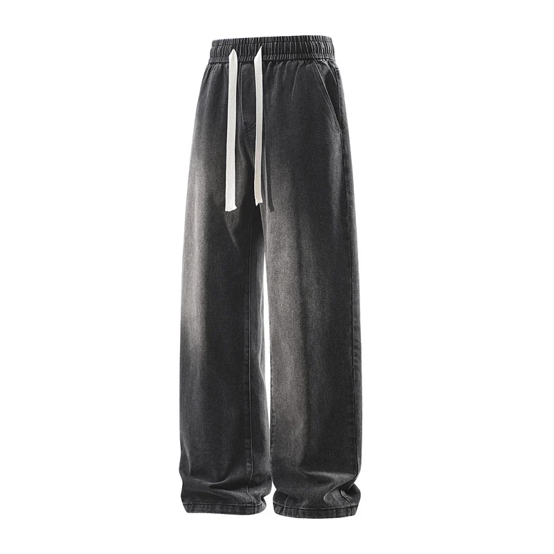 Herren Weite Denim-Freizeithose mit elastischem Bund, Tunnelzug & relaxed Baggy‑Silhouette Drune