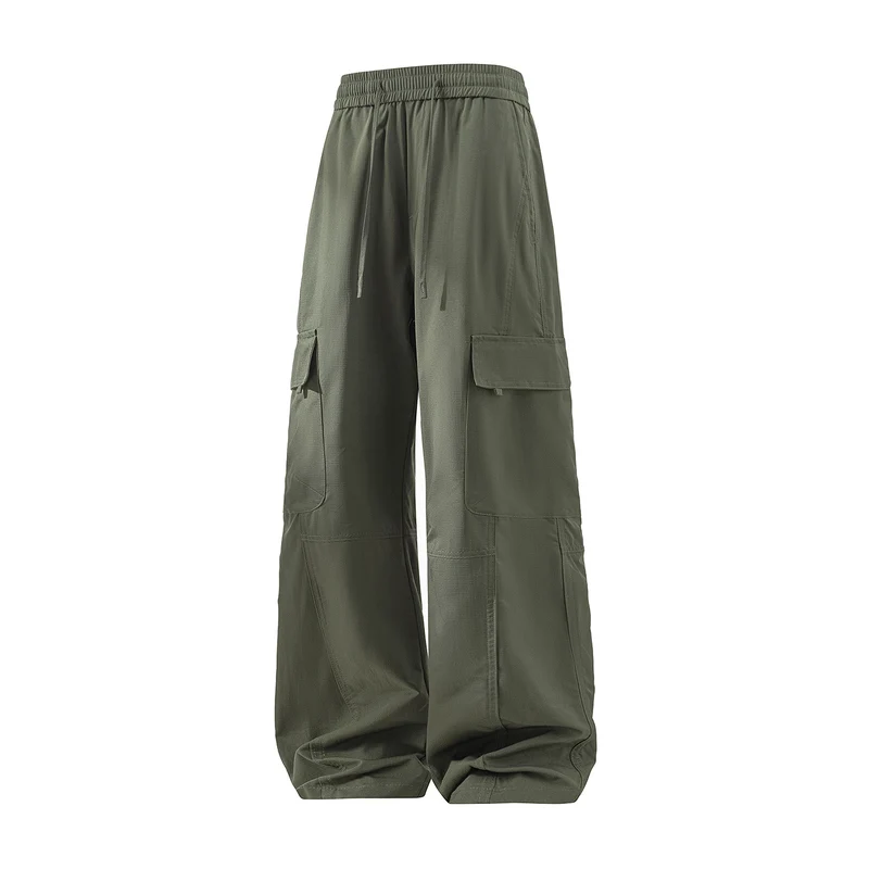 Herren Weite Cargo-Hose mit Tunnelzugbund, Utility‑Klappentaschen & entspannter Baggy‑Silhouette Drune