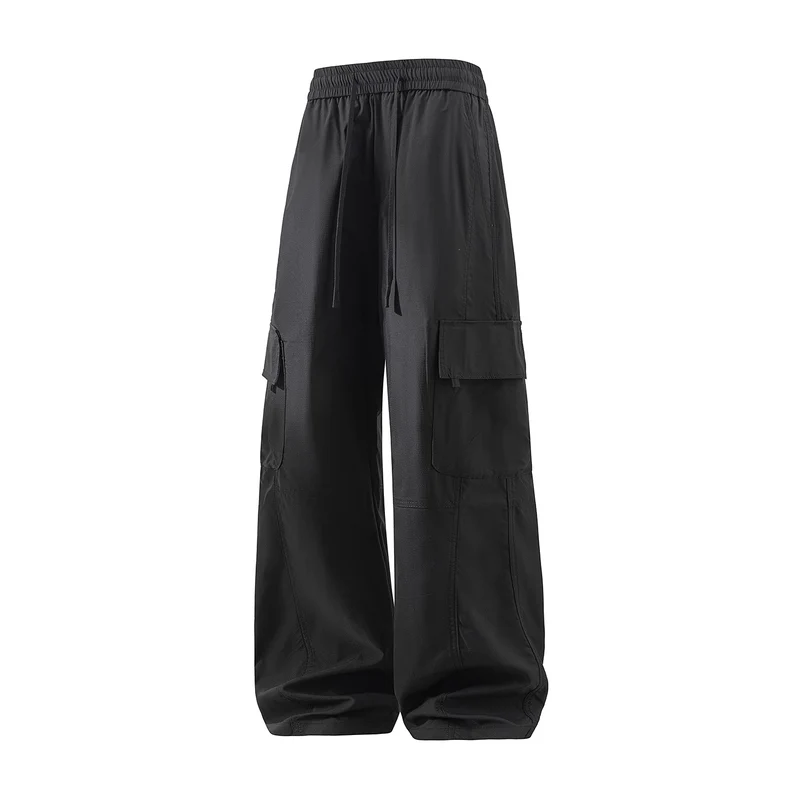 Herren Weite Cargo-Hose mit Tunnelzugbund, Utility‑Klappentaschen & entspannter Baggy‑Silhouette Drune