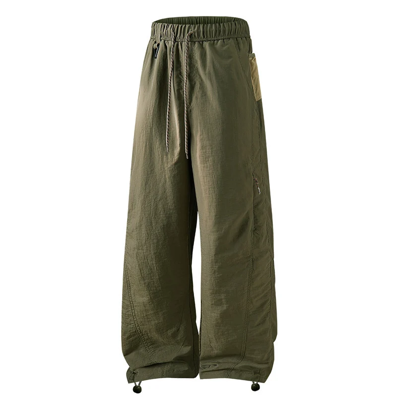 Herren Weite Cargo-Freizeithose mit elastischem Bund, Tunnelzug und Reißverschlusstaschen Drune