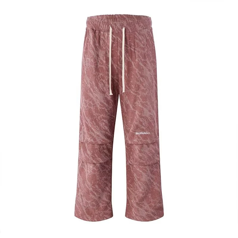 Herren Weite Cargo-Baggy-Hose mit Tunnelzugbund, Pattentaschen & technischem Marble-Print Drune