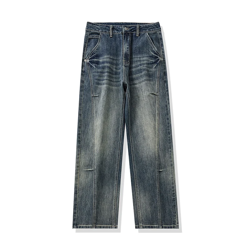 Herren Weite Baggy-Jeans mit markanten Teilungsnähten, hohem Komfortbund & Utility-Taschen Drune