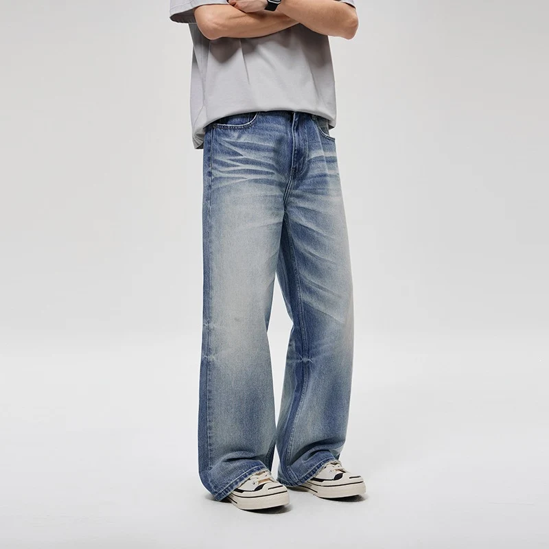 Herren Weite Baggy-Jeans im Vintage-Wash mit tiefer Leibhöhe & ausgewaschenen Falten Drune