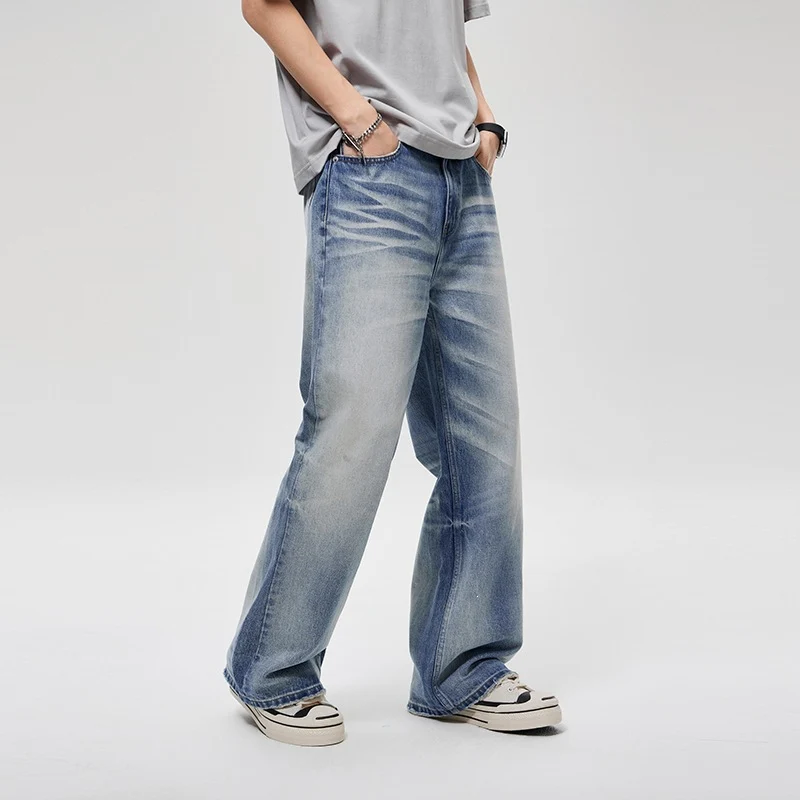 Herren Weite Baggy-Jeans im Vintage-Wash mit tiefer Leibhöhe & ausgewaschenen Falten Drune