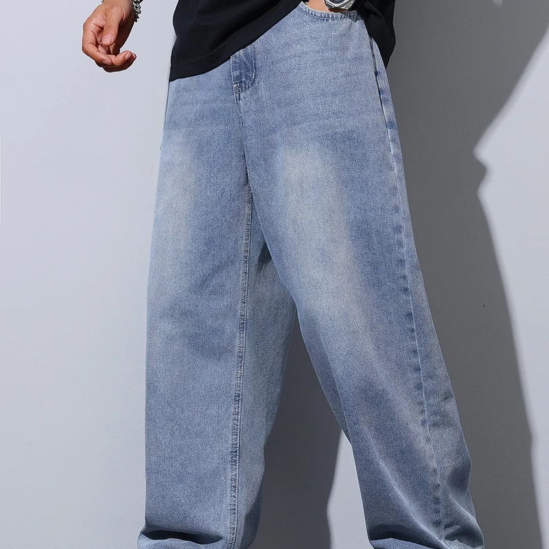 Herren Weite Baggy-Jeans aus leichtem Denim mit tiefer Schrittführung Drune