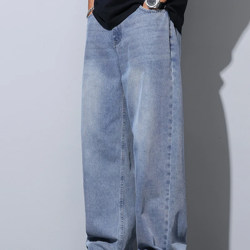 Herren Weite Baggy-Jeans aus leichtem Denim mit tiefer Schrittführung Drune