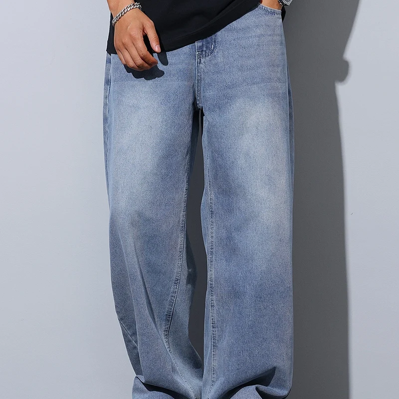 Herren Weite Baggy-Jeans aus leichtem Denim mit tiefer Schrittführung Drune