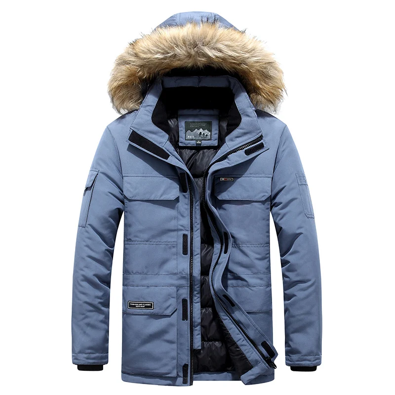Herren Wattierter Parka mit Kunstfellkapuze, wind- und wasserabweisender Hülle Drune