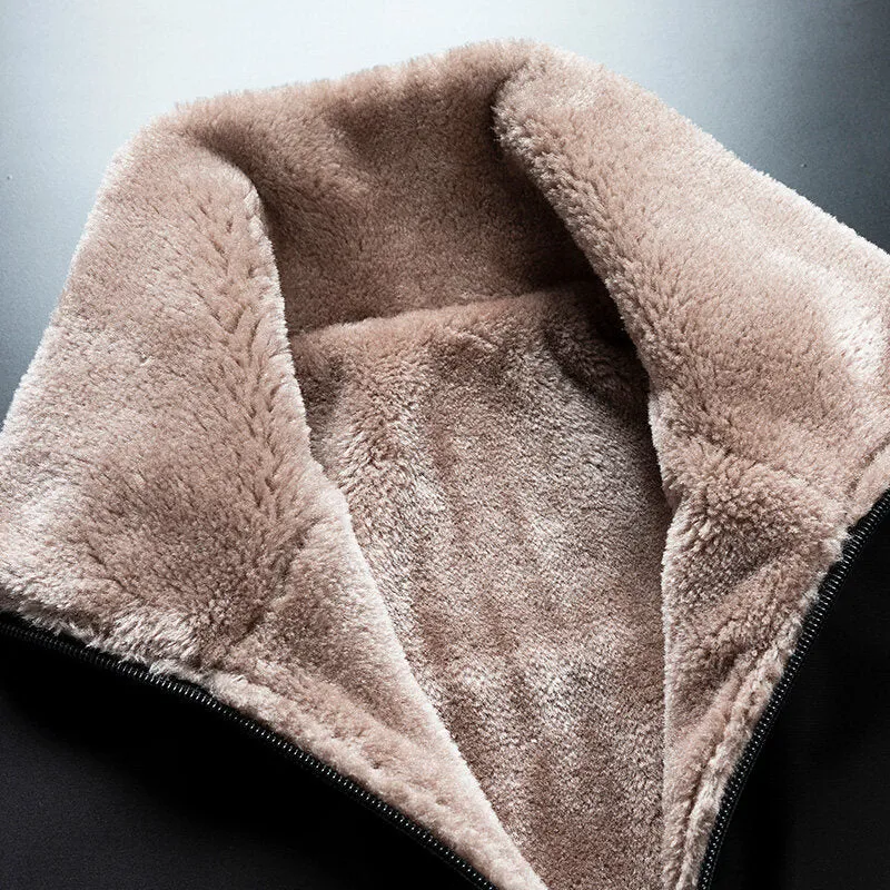 Herren Wattierte Übergangsjacke mit Teddyfutter und hohem Stehkragen Drune