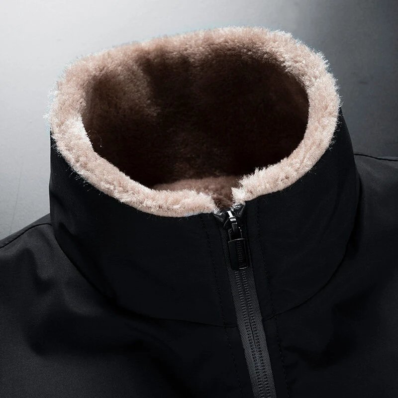 Herren Wattierte Übergangsjacke mit Teddyfutter und hohem Stehkragen Drune