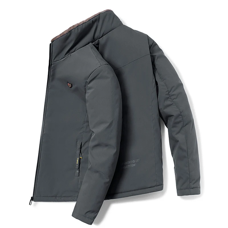 Herren Wattierte Übergangsjacke mit Teddyfutter und hohem Stehkragen Drune