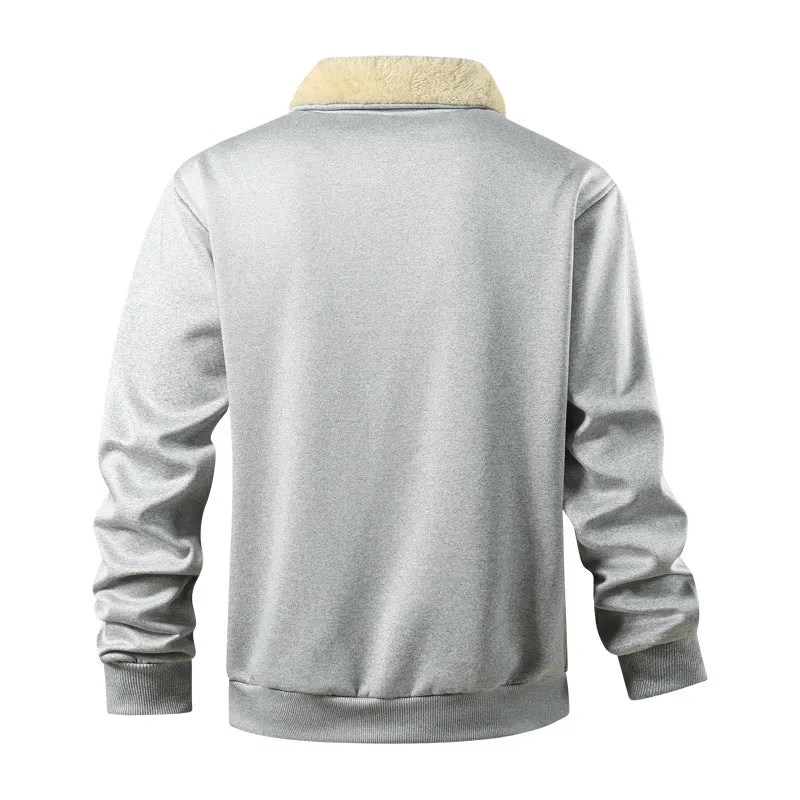 Herren Wattierte Teddyfleece-Bomberjacke mit Stehkragen & durchgehendem Reißverschluss Drune