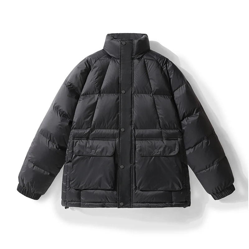 Herren Wattierte Steppjacke mit hohem Stehkragen, Druckknopfblende & großen Pattentaschen Drune