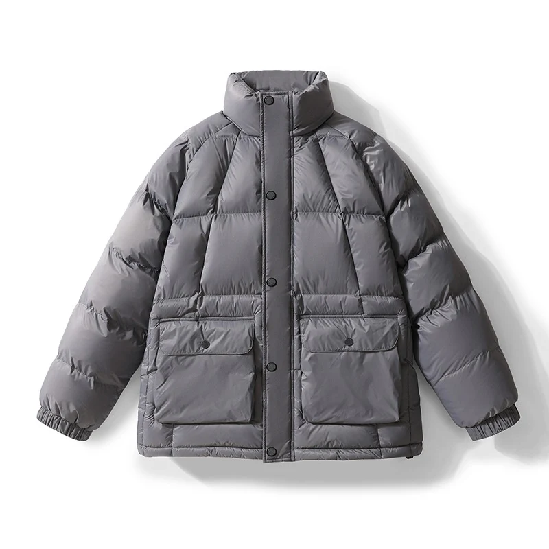 Herren Wattierte Steppjacke mit hohem Stehkragen, Druckknopfblende & großen Pattentaschen Drune