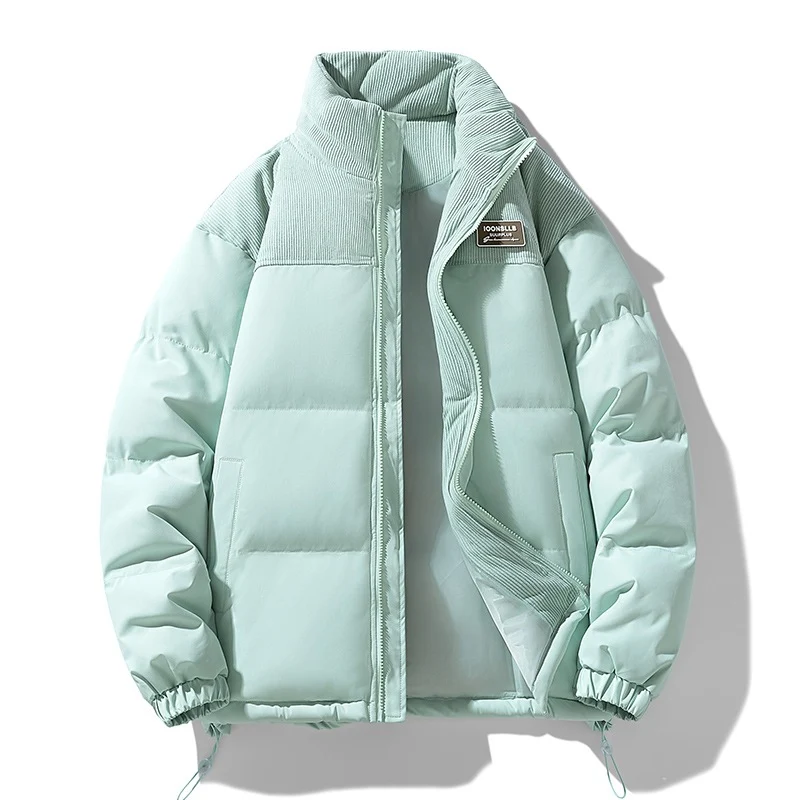 Herren Wattierte Steppjacke mit Cordbesatz, hohem Stehkragen und Thermofutter Drune