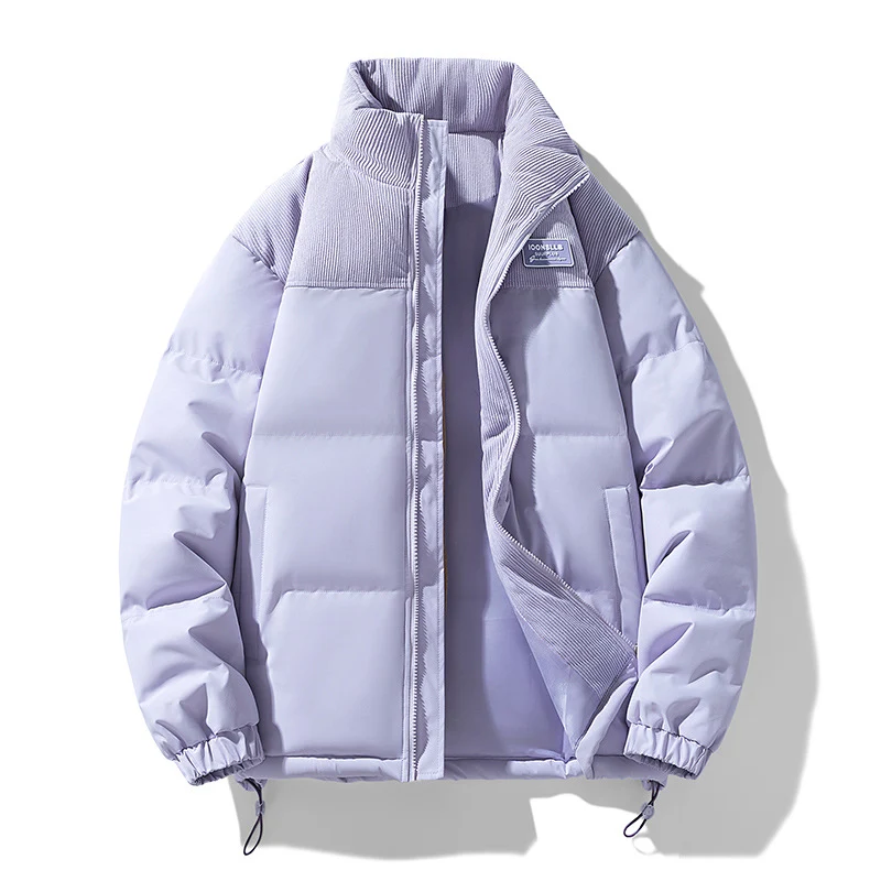 Herren Wattierte Steppjacke mit Cordbesatz, hohem Stehkragen und Thermofutter Drune