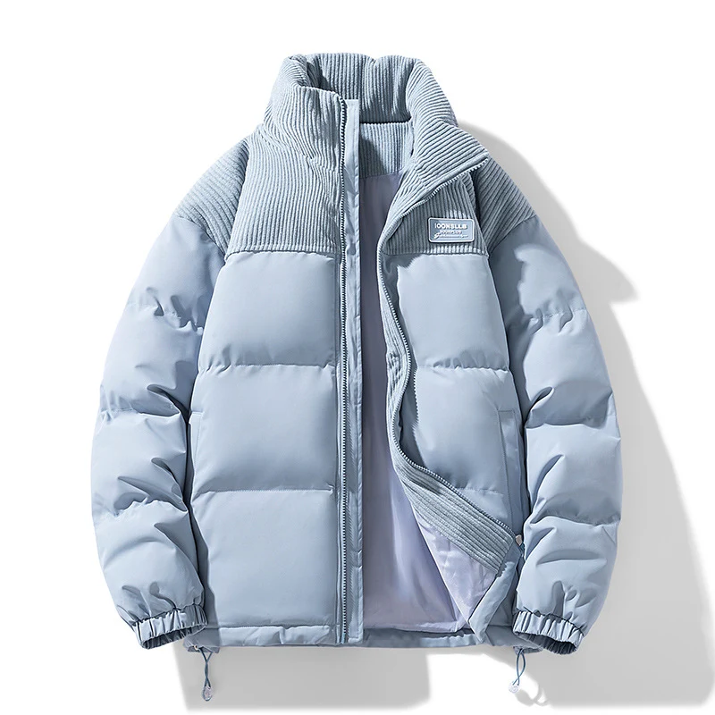 Herren Wattierte Steppjacke mit Cordbesatz, hohem Stehkragen und Thermofutter Drune