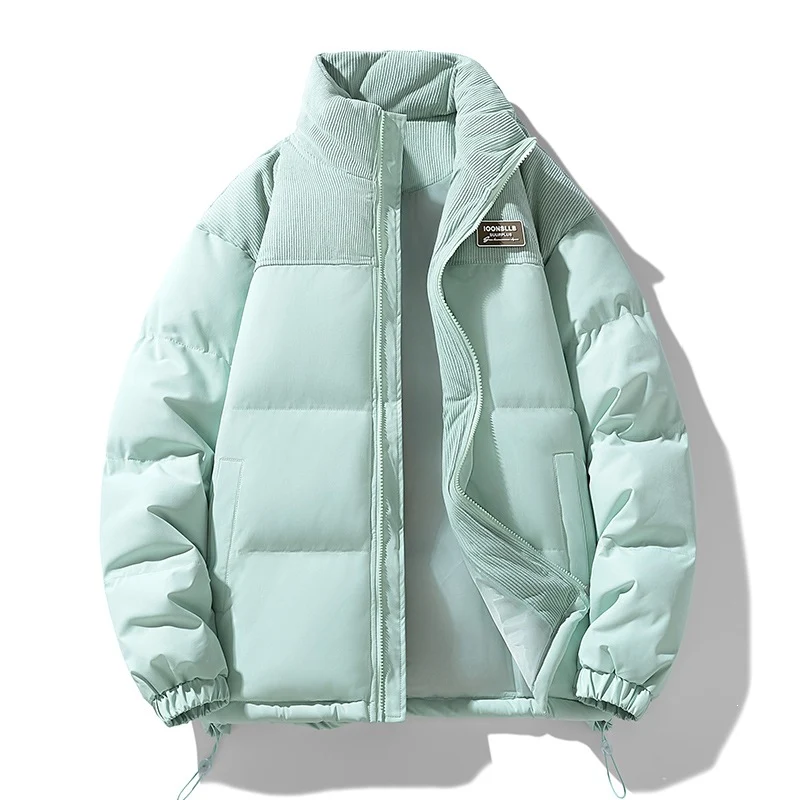 Herren Wattierte Steppjacke mit Cordbesatz, hohem Stehkragen und Thermofutter Drune
