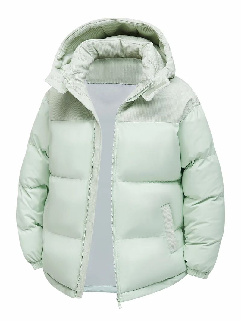 Herren Wattierte Steppjacke mit Cordbesatz, hohem Kragen & Thermofutter Drune