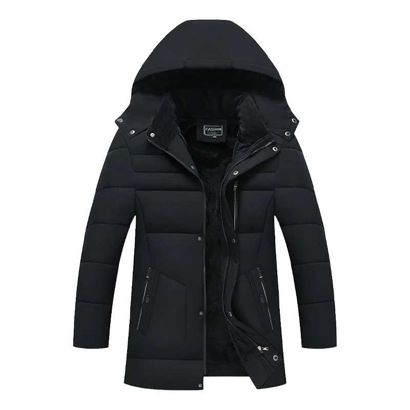 Herren Wattierte Parka-Jacke mit Kapuze, Teddyfutter & winddichter Isolierung Drune