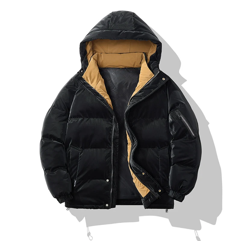 Herren Wattierte Kapuzenjacke mit Ärmeltasche, Kordelzug & Thermofutter Drune
