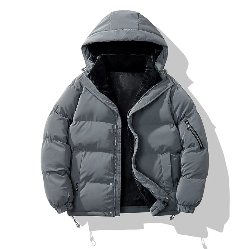 Herren Wattierte Kapuzenjacke mit Ärmeltasche, Kordelzug & Thermofutter Drune