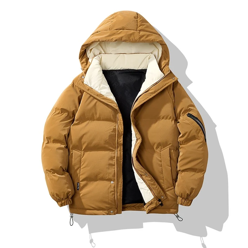 Herren Wattierte Kapuzenjacke mit Ärmeltasche, Kordelzug & Thermofutter Drune