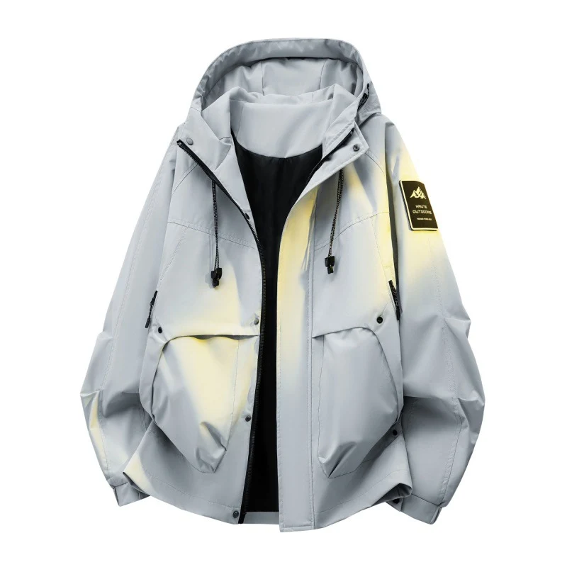Herren Wattierte Kapuzen-Utility-Jacke mit abnehmbarem Innenfutter & hohem Stehkragen Drune