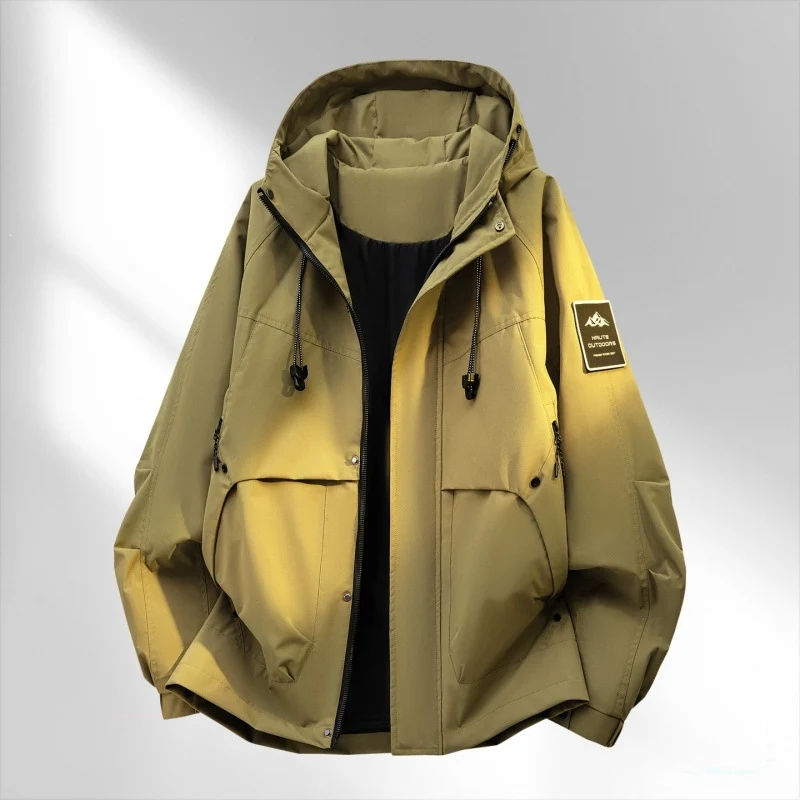 Herren Wattierte Kapuzen-Utility-Jacke mit abnehmbarem Innenfutter & hohem Stehkragen Drune
