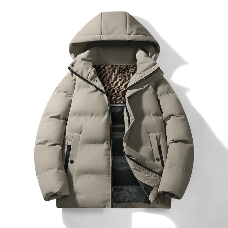 Herren Wattierte Kapuzen‑Thermo‑Steppjacke mit winddichter Hülle & versteckter Druckknopfblende Drune
