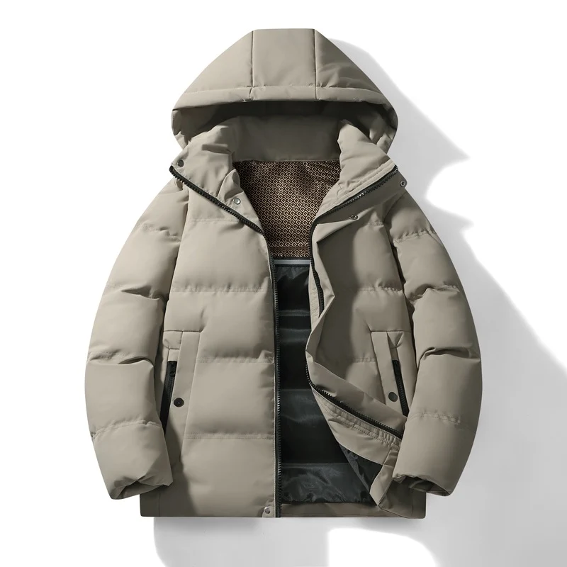 Herren Wattierte Kapuzen‑Thermo‑Steppjacke mit winddichter Hülle & versteckter Druckknopfblende Drune