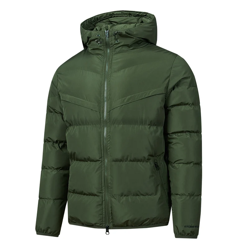 Herren Wattierte Kapuzen-Steppjacke mit Thermoisolierung, Zwei-Wege-Reißverschluss & verdeckten Reißverschlusstaschen Drune