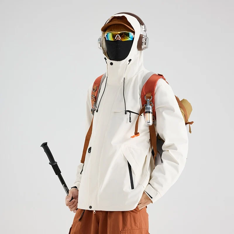 Herren Wasserdichte und atmungsaktive Ski‑ und Snowboardjacke mit Kapuze, Multi‑Taschen & Thermoversiegelung Drune