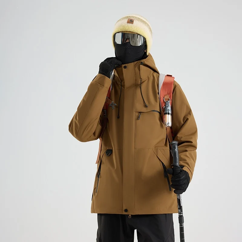 Herren Wasserdichte und atmungsaktive Ski‑ und Snowboardjacke mit Kapuze, Multi‑Taschen & Thermoversiegelung Drune