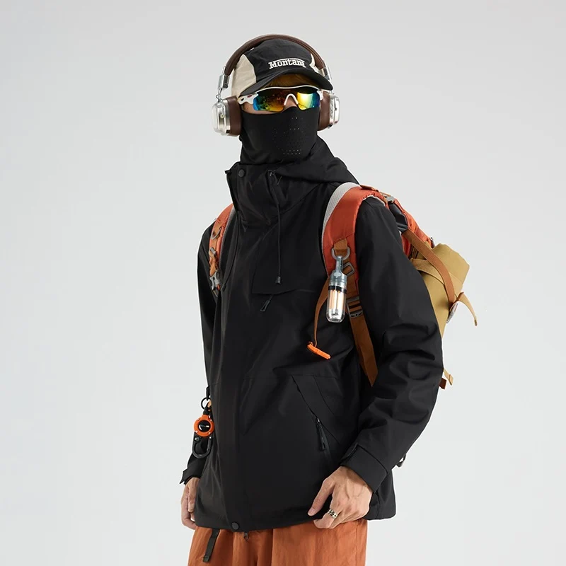 Herren Wasserdichte und atmungsaktive Ski‑ und Snowboardjacke mit Kapuze, Multi‑Taschen & Thermoversiegelung Drune