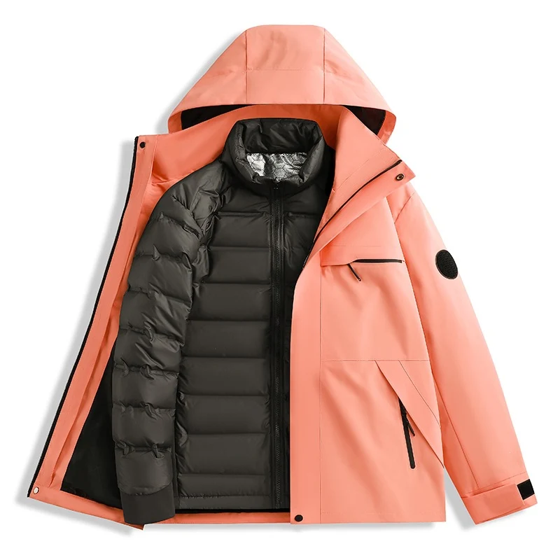 Herren Wasserdichte Outdoor-Softshelljacke mit Kapuze, hohem Stehkragen & Reißverschlusstaschen Drune