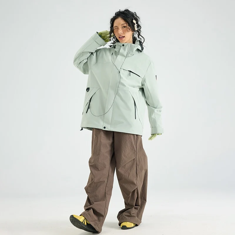 Herren Wasserdichte Outdoor-Softshelljacke mit Kapuze, hohem Stehkragen & Reißverschlusstaschen Drune