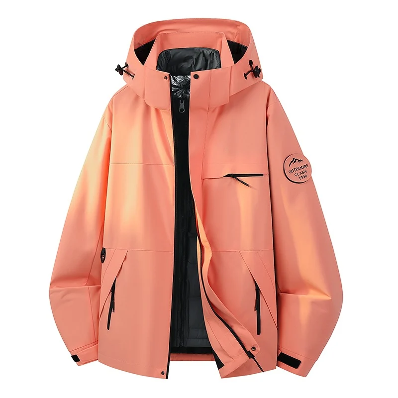 Herren Wasserdichte Outdoor-Softshelljacke mit Kapuze, hohem Stehkragen & Reißverschlusstaschen Drune
