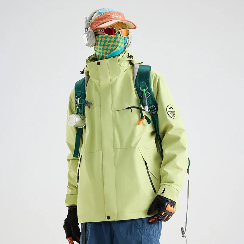 Herren Wasserdichte Outdoor-Softshelljacke mit Kapuze, hohem Stehkragen & Reißverschlusstaschen Drune