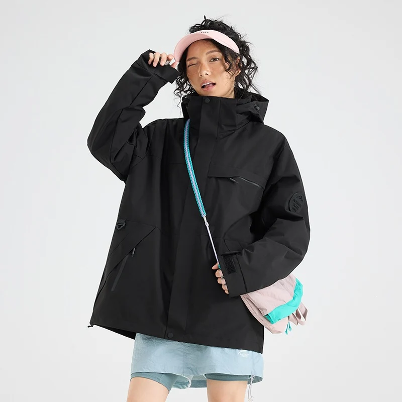 Herren Wasserdichte Outdoor-Softshelljacke mit Kapuze, hohem Stehkragen & Reißverschlusstaschen Drune