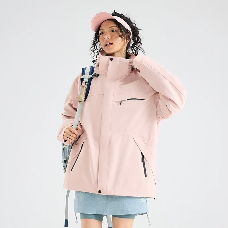 Herren Wasserdichte Outdoor-Softshelljacke mit Kapuze, hohem Stehkragen & Reißverschlusstaschen Drune