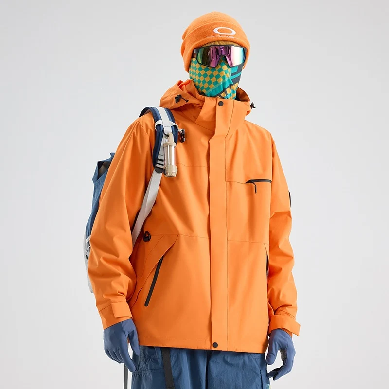 Herren Wasserdichte Outdoor-Softshelljacke mit Kapuze, hohem Stehkragen & Reißverschlusstaschen Drune