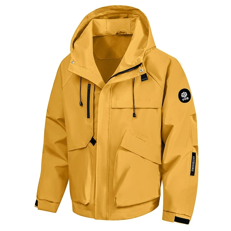 Herren Wasserabweisende Utility-Outdoorjacke mit Kapuze, Mehrfachtaschen & verstellbaren Manschetten Drune