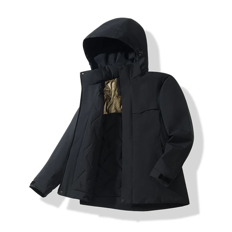 Herren Wasserabweisende Thermo-Parka mit Kapuze, gesteppter Innenseite & verdecktem Reißverschluss Drune