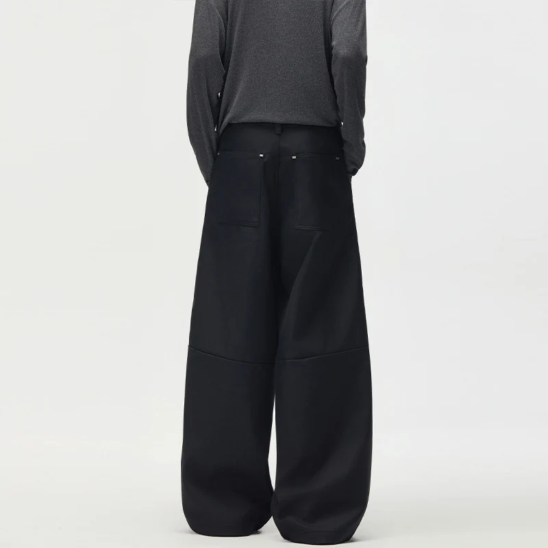 Herren Weite Plissierte High-Waist Anzughose mit Utility-Gürtel Drune