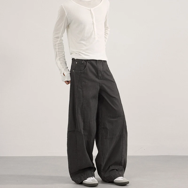 Herren Weite Paneel-Twill Palazzohose im Utility-Look Drune