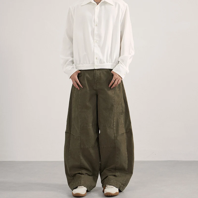Herren Weite Paneel-Twill Palazzohose im Utility-Look Drune