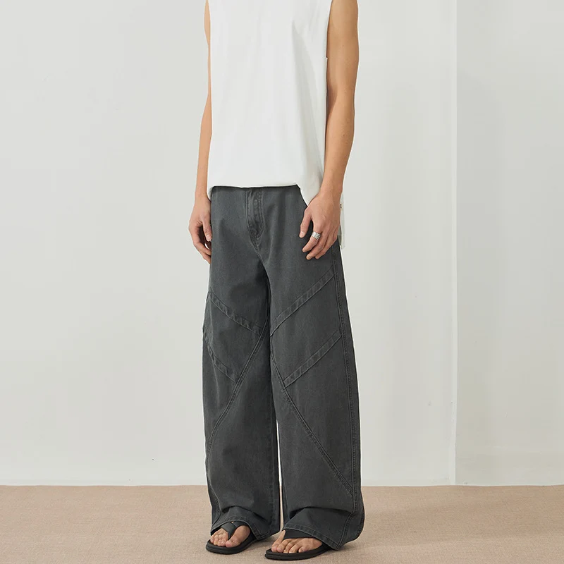 Herren Weite Paneel‑Palazzohose mit Workwear‑Nähten und tiefem Schritt Drune